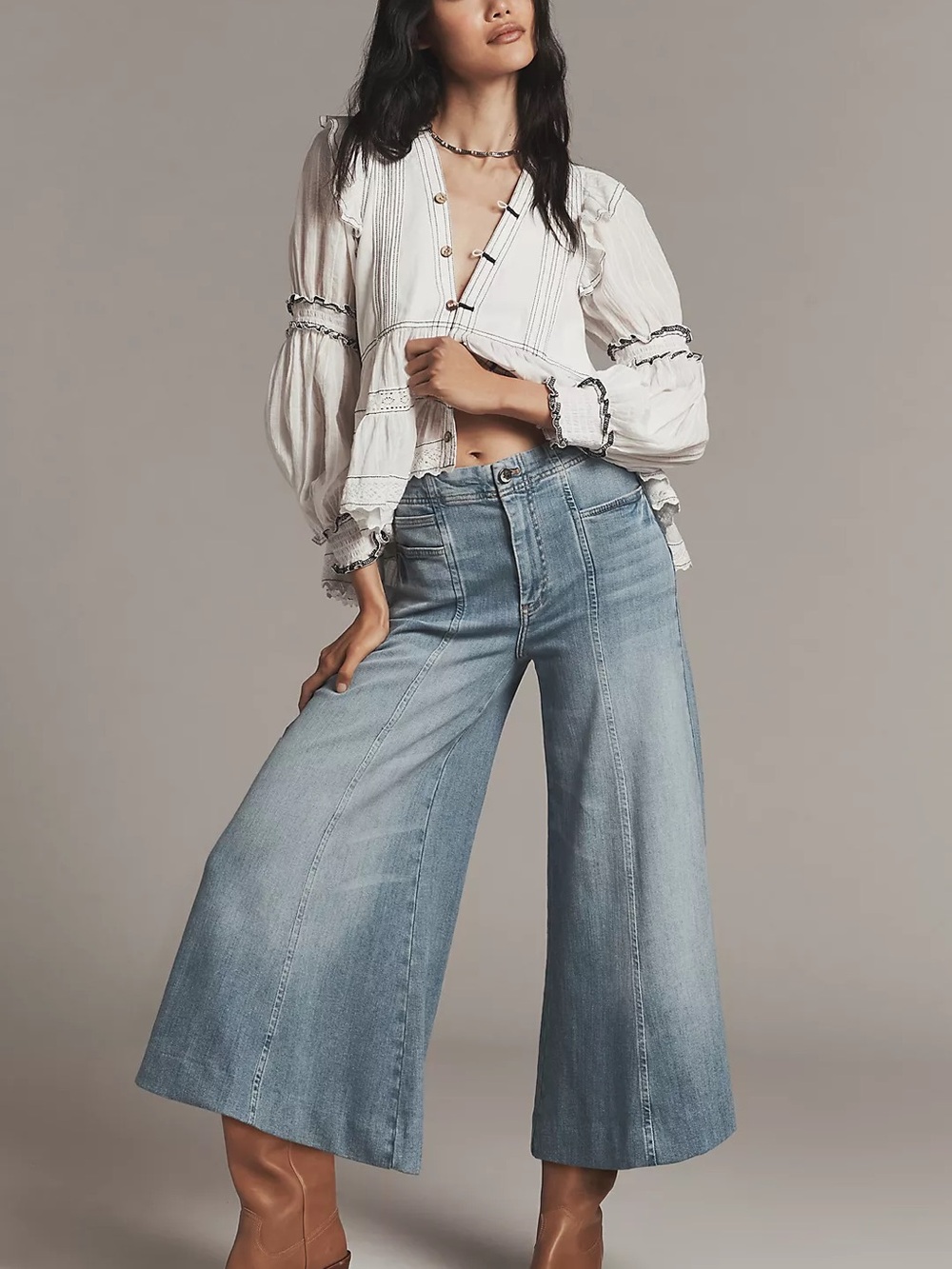Anthropologie - Pilcro Mid-Rise Wide-Leg Crop Jeans, SZ 28, NWOT - SO CUTE ON! - Picture 2 of 6